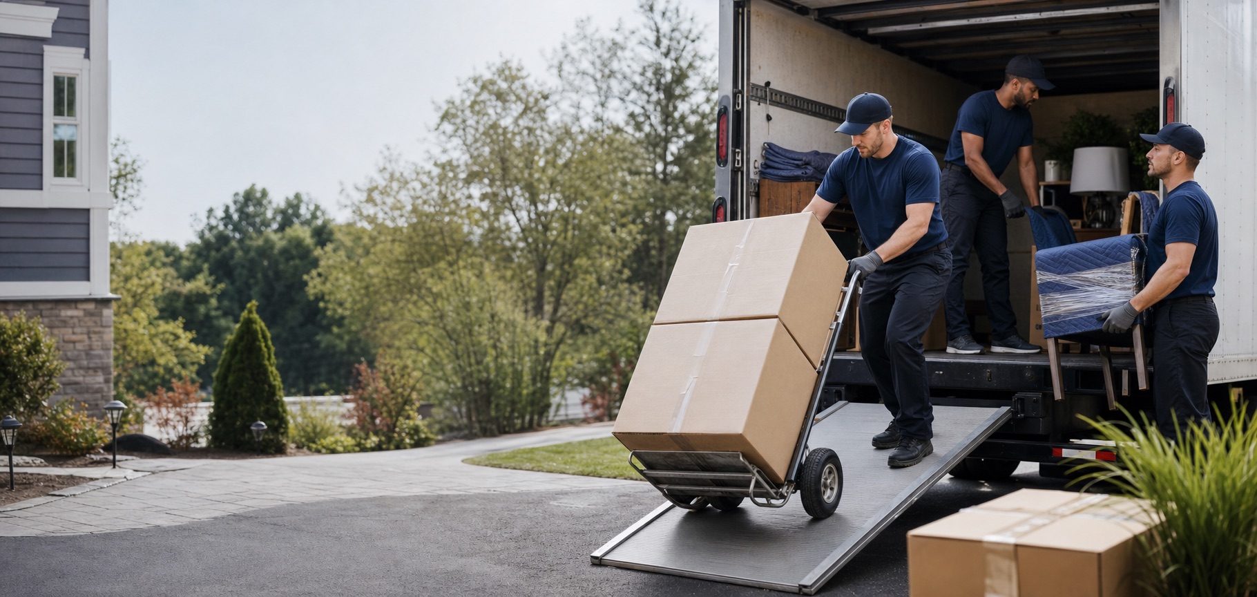 A work team preparing for relocation and logistics jobs